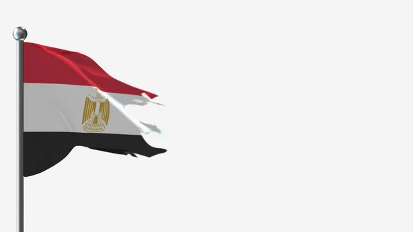 Egypten 3d krossade viftande flagga illustration på flaggstången. — Stockfoto