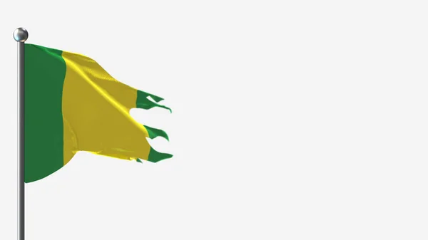 El Oro Ecuador 3D tattered waving flag illustration on Flagpole. — Stock Photo, Image