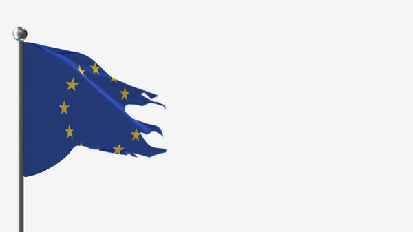 Illustrazione della bandiera sventolata 3D dell'Unione europea su Flagpole . — Foto Stock