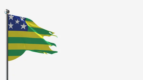 Vlajka z Goias 3d potrhané mávání vlajky ilustrace na stožáru. — Stock fotografie