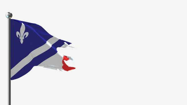 Franco albertains 3d zerfleddert schwenken flagge illustration auf flaggenmast. — Stockfoto