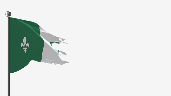 Franco-ontarian 3D tounded 웨이브 플래그 삽화 on flagpole. — 스톡 사진