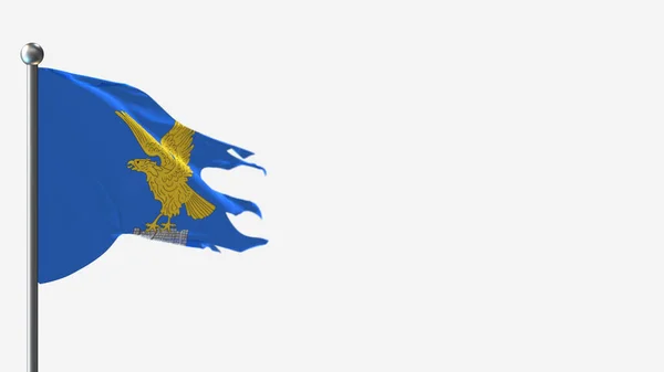 Friuli-Venezia Giulia 3D tattered waving flag illustration on Flagpole. — Stock Photo, Image