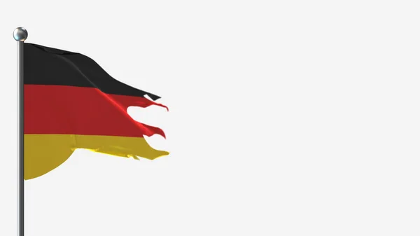 Alemanha 3D esfarrapado acenando ilustração bandeira em Flagpole . — Fotografia de Stock