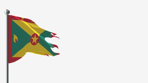 Grenada 3d rongyos integető zászló illusztráció zászlórúdra. — Stock Fotó