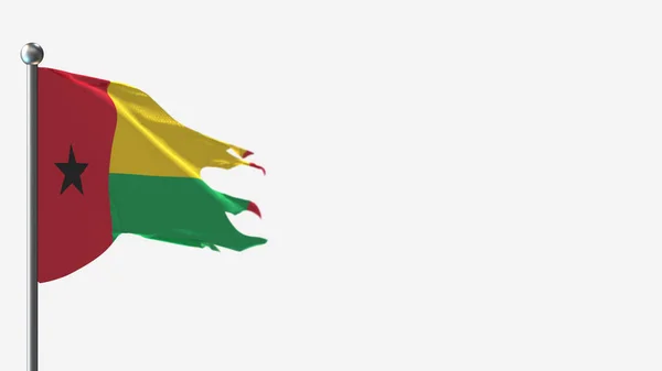 Гвінея Bissau 3d tattered розмахуючи прапором ілюстрація на Флагполі. — стокове фото