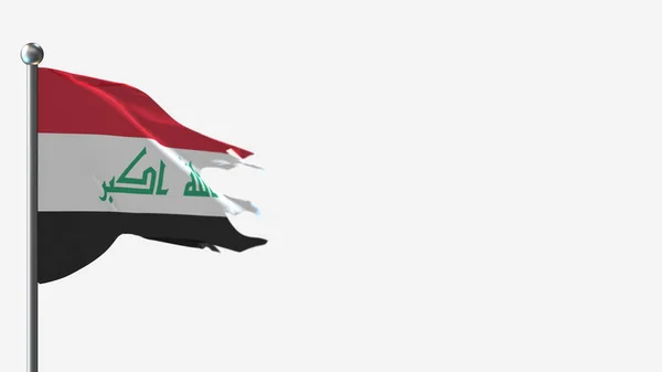 Iraq 3D frantumato sventolando bandiera illustrazione su Flagpole . — Foto Stock