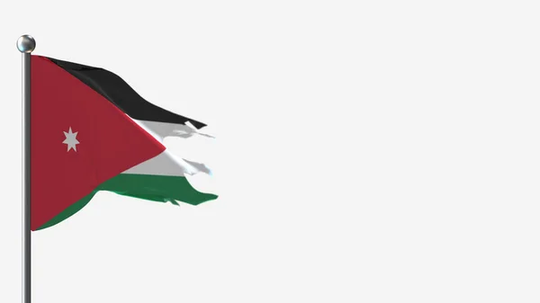 Ιορδανία 3d tattered κυματίζει σημαία εικονογράφηση σε Flagpole. — Φωτογραφία Αρχείου