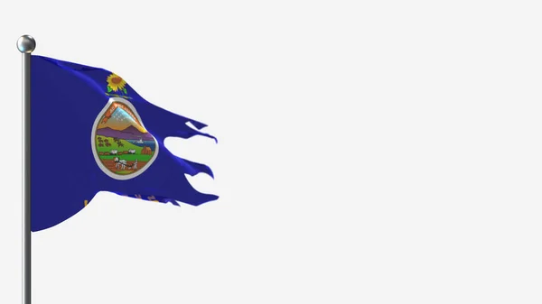 Kansas 3d trhaný mávání vlajka ilustrace na stožár. — Stock fotografie