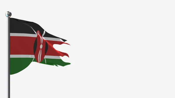 Kenya 3D frantumato sventolando bandiera illustrazione su Flagpole . — Foto Stock