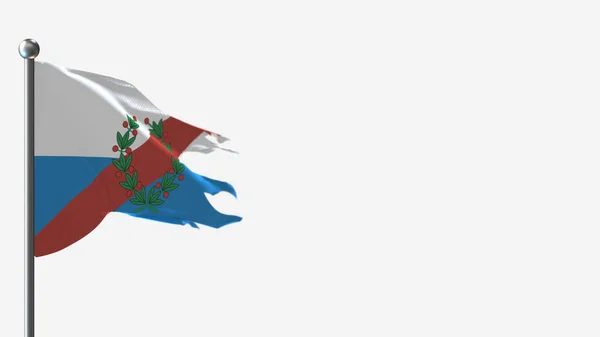 Illustration du drapeau en lambeaux La Rioja 3D sur Flagpole . — Photo