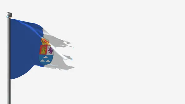 Las Palmas 3d verscheurde zwaaiende vlag illustratie op vlaggenmast. — Stockfoto