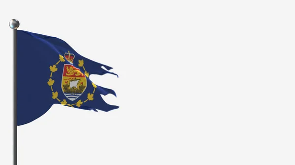 Luogotenente Governatore del Nuovo Brunswick 3D frantumato sventolando bandiera illustrazione su Flagpole . — Foto Stock