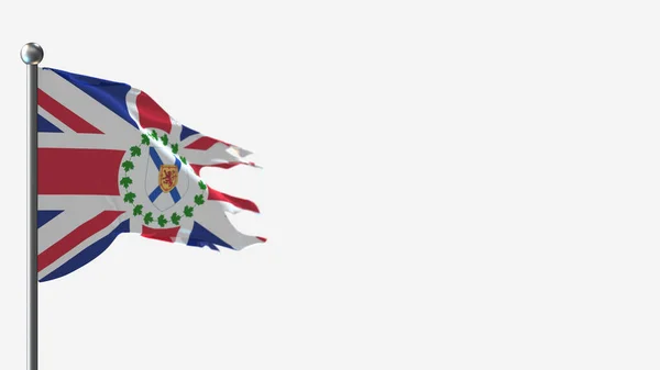 Löjtnant-Guvernör i Nova Scotia 3d splittrad viftande flagga illustration på flaggstången. — Stockfoto