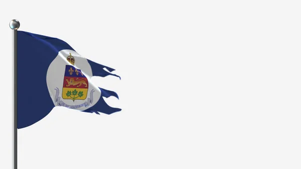 Luitenant-gouverneur van Quebec 3d zwaaiende vlag illustratie op vlaggenmast. — Stockfoto