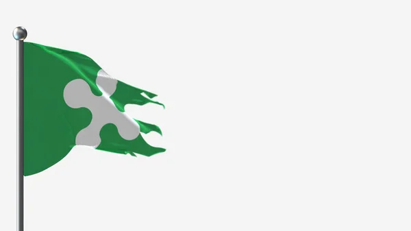 Lombardy 3D tattered waving flag illustration on Flagpole. — Stock Photo, Image