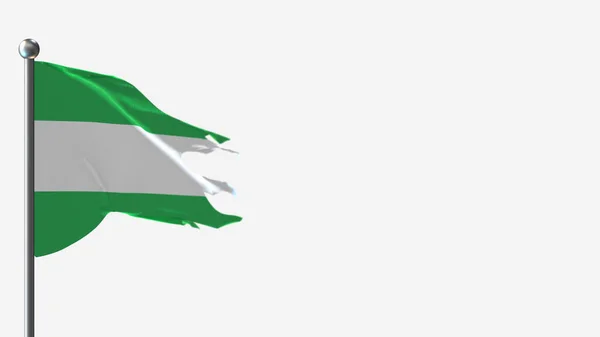 Los rios ecuador 3D zerfledderte Flaggen schwenken Illustration auf Fahnenmast. — Stockfoto
