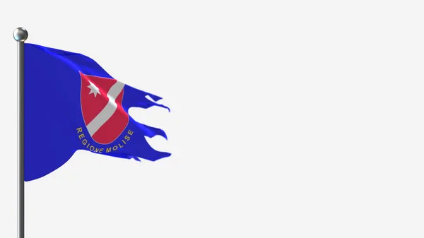 Molise 3D trasiga viftande flagga illustration på flaggstången. — Stockfoto