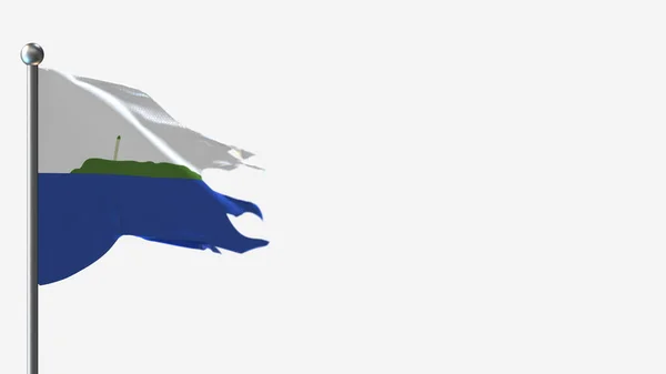 Navassa Island 3D tattered waving flag illustration on Flagpole. — Stock Photo, Image