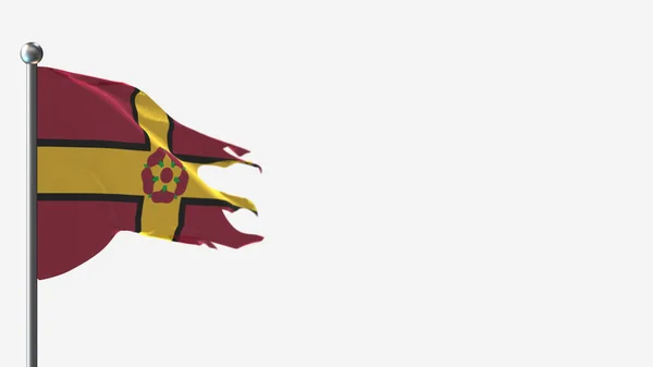 Northamptonshire 3D tattered waving flag illustration on Flagpole. — Stock Photo, Image