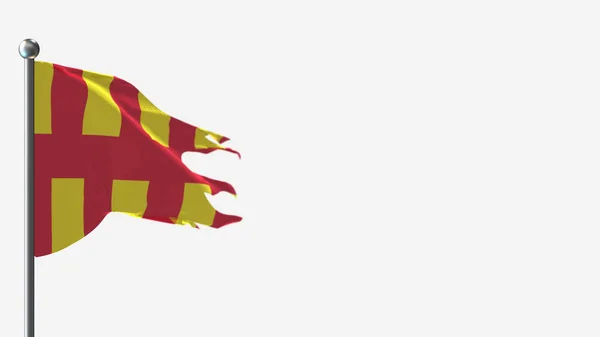 Northumberland 3d splittrad viftande flagga illustration på flaggstången. — Stockfoto