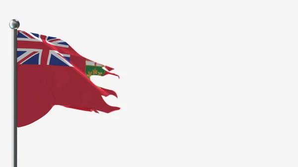Ontario 3d zerfledderte Flagge schwenken Illustration auf Fahnenmast. — Stockfoto