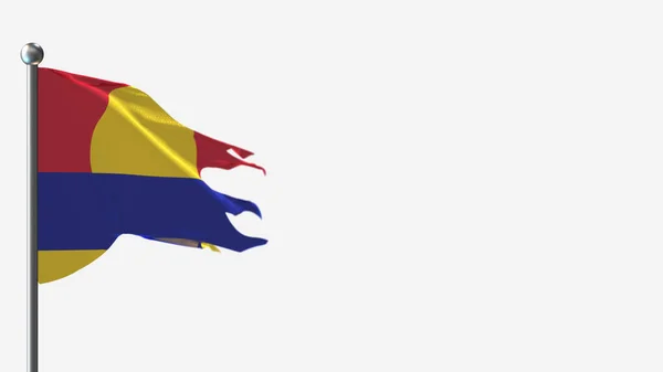 Palmyra Atoll 3D splittrad viftande flagga illustration på flaggstången. — Stockfoto