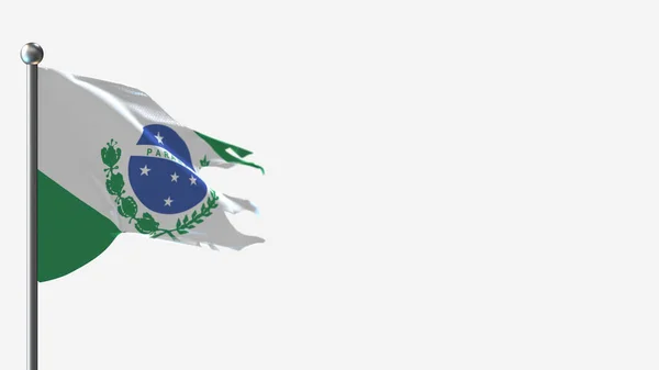 Ilustración de la bandera ondeante hecha jirones 3D de Parana en Flagpole . — Foto de Stock