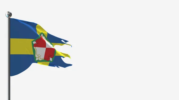 Pembrokeshire 3D esfarrapado acenando ilustração bandeira em Flagpole . — Fotografia de Stock