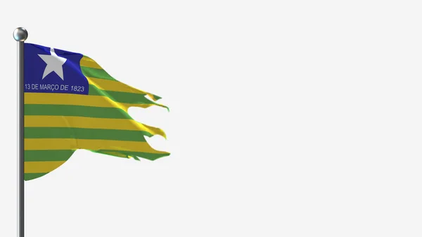 Piaui 3d tattered κυματίζει σημαία εικονογράφηση στο Flagpole. — Φωτογραφία Αρχείου