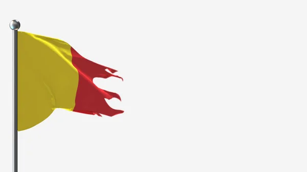 Pichincha Ecuador 3D tattered waving flag illustration on Flagpole. — Stock Photo, Image