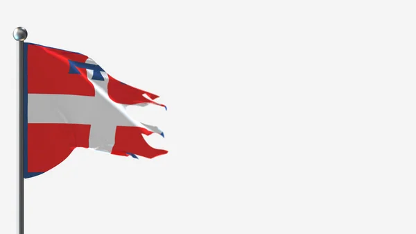Piedmont 3d postrzępiony flaga ilustracja na Flagpole. — Zdjęcie stockowe