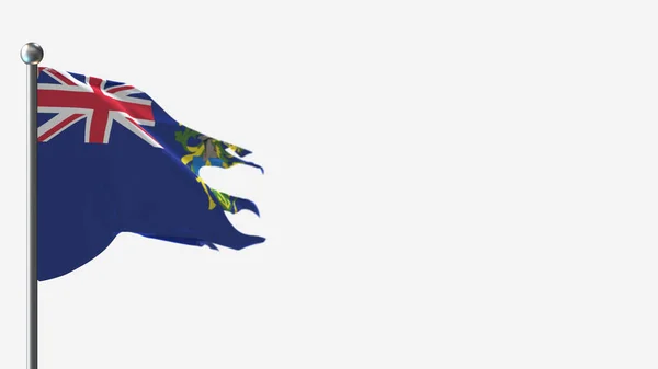Pitcairn Islands 3D sventolò bandiera illustrazione su Flagpole . — Foto Stock