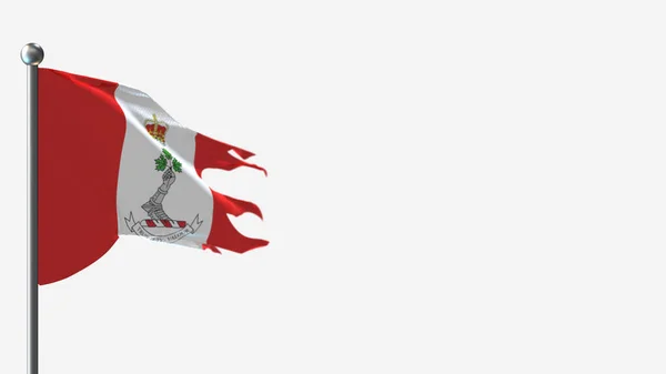 Kanada Kraliyet Askeri Koleji bayrak direğinde sallanan 3 d yırtık bayrak çizimi. — Stok fotoğraf