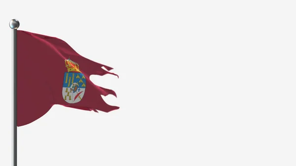 Salamanca 3D zerfledderte Flaggen schwenken Illustration auf Fahnenmast. — Stockfoto
