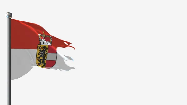 Salzburg 3D splittrade viftande flagga illustration på flaggstången. — Stockfoto