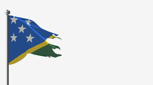 Ilustración de la bandera de Salomon Islands 3D andrajosa ondeando en asta de bandera . —  Fotos de Stock