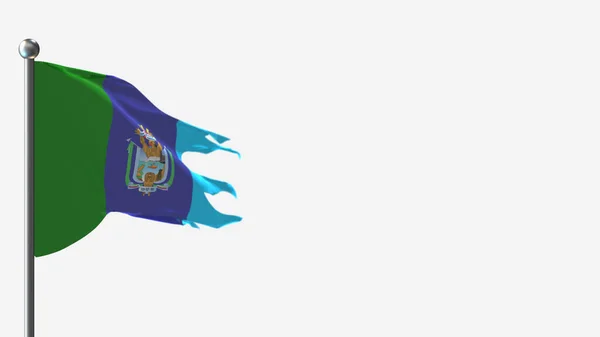 Ilustración de la bandera de Santa Elena Ecuador 3D andrajosa ondeando en asta de bandera . — Foto de Stock