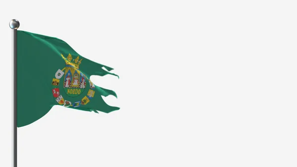 Sevilla 3D esfarrapado acenando ilustração bandeira em Flagpole . — Fotografia de Stock