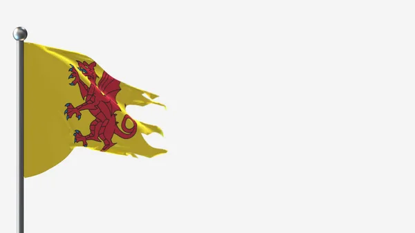 Somerset 3D-s megrongált lengő zászló illusztráció a zászlórúdon. — Stock Fotó
