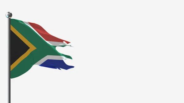 Güney Afrika 3d bayrak direğinde dalgalı bayrak çizimi. — Stok fotoğraf