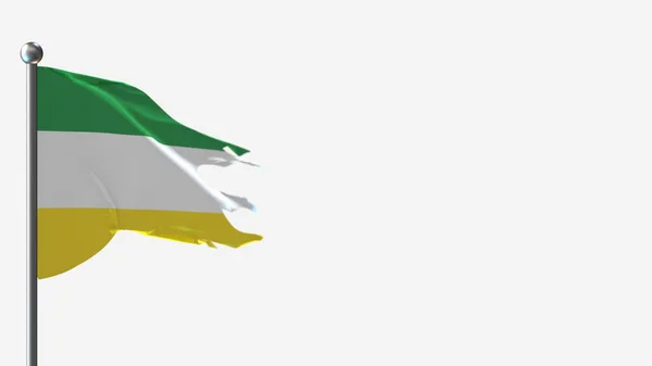 Sucumbios Ecuador 3D splittrad viftande flagga illustration på flaggstången. — Stockfoto