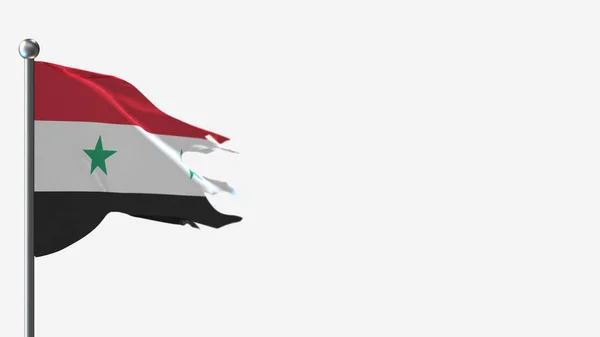 Syria 3D tattered waving flag illustration on Flagpole. — Stock Photo, Image