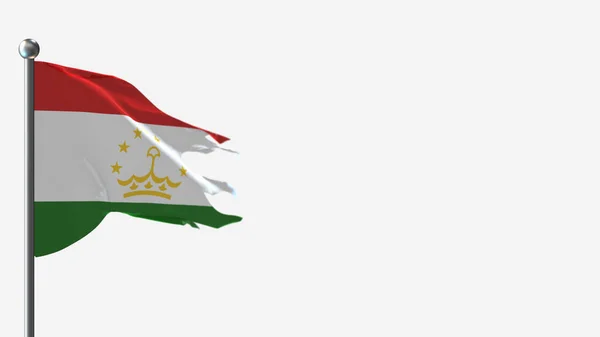 Tadzjikistan 3d splittrad viftande flagga illustration på flaggstången. — Stockfoto