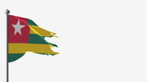 Togo 3d tattered розмахуючи прапором ілюстрація на Flagpole. — стокове фото