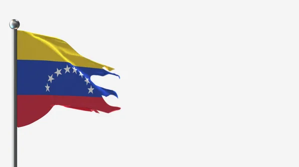 Venezuela 3D tattered waving flag illustration on Flagpole. — Stock Photo, Image