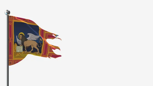 Veneto 3D tattered waving flag illustration on Flagpole. — Stock Photo, Image
