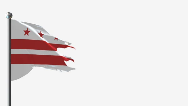 Washington Dc 3d tattered розмахуючи прапором ілюстрація на Flagpole. — стокове фото