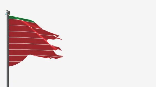 Zamora 3D potrhaný mávání vlajky ilustrace na stožár. — Stock fotografie