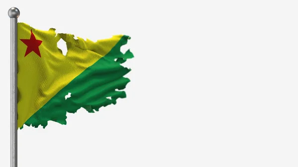 Acre 3D tattered waving flag illustration on Flagpole. — Stock Photo, Image